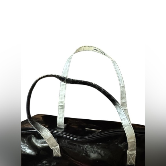 Jimmy Choo black patent
leather tote bag silver straps. - Picture 9 of 14